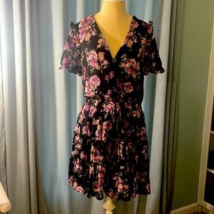 Trixxi black flora dress NWT